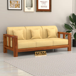 Outer 3 Seater Solid Wood Sofa (Honey Finish)