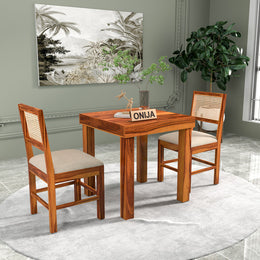 Quinlis Sheesham Wood Dining Set 2 Seater (Honey Finish)