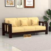 Outer 3 Seater Solid Wood Sofa (Walnut Finish)