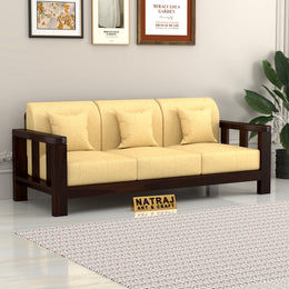Outer 3 Seater Solid Wood Sofa (Walnut Finish)