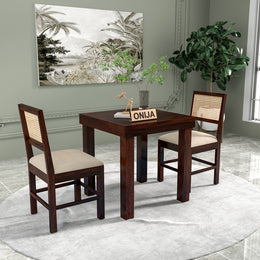 Quinlis Sheesham Wood Dining Set 2 Seater (Walnut Finish)