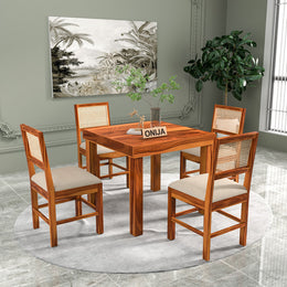 Quinlis Sheesham Wood Dining Set 4 Seater (Honey Finish)