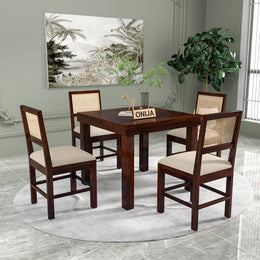 Quinlis Sheesham Wood Dining Set 4 Seater (Walnut Finish)
