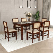 Quinlis Sheesham Wood Dining Set 6 Seater (Walnut Finish)
