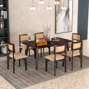 Onyxello Sheesham Wood Dining Set 6 Seater (Walnut Finish)