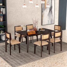 Onyxello Sheesham Wood Dining Set 6 Seater (Walnut Finish)