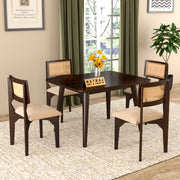 Onyxello Sheesham Wood Dining Set 4 Seater (Walnut Finish)