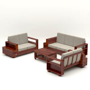 Jorvian Mossy 7 Seater Solid Wood Sofa (Honey Finish)