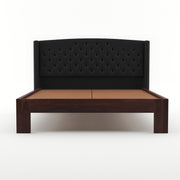 Jilvueen Sheesham Wood Queen Size Bed Without Storage (Walnut Finish)