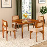 Onyxello Sheesham Wood Dining Set 4 Seater (Honey Finish)