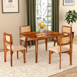 Onyxello Sheesham Wood Dining Set 4 Seater (Honey Finish)