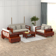 Jorvian Mossy 7 Seater Solid Wood Sofa (Honey Finish)