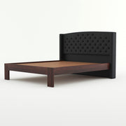Jilvueen Sheesham Wood Queen Size Bed Without Storage (Walnut Finish)