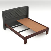 Jilvueen Sheesham Wood Queen Size Bed Without Storage (Walnut Finish)