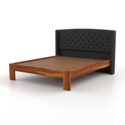 Jilvueen Sheesham Wood King Size Bed Without Storage (Honey Finish)