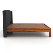Jilvueen Sheesham Wood Queen Size Bed Without Storage (Honey Finish)