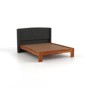 Jilvueen Sheesham Wood King Size Bed Without Storage (Honey Finish)