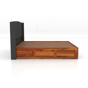 Jilvueen Sheesham Wood King Size Bed With Storage (Honey Finish)