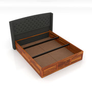 Jilvueen Sheesham Wood King Size Bed With Storage (Honey Finish)