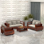 Jorvian Mossy 6 Seater Solid Wood Sofa (Honey Finish)