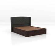 Jilvueen Sheesham Wood King Size Bed With Storage (Walnut Finish)