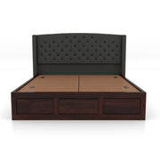 Jilvueen Sheesham Wood King Size Bed With Storage (Walnut Finish)