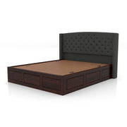 Jilvueen Sheesham Wood King Size Bed With Storage (Walnut Finish)