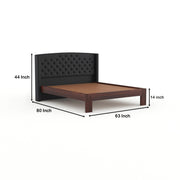 Jilvueen Sheesham Wood Queen Size Bed Without Storage (Walnut Finish)