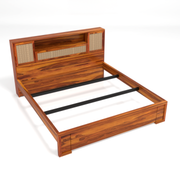 Truxuen Sheesham Wood King Size Bed Without Storage (Honey Finish)