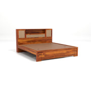 Truxuen Sheesham Wood King Size Bed Without Storage (Honey Finish)
