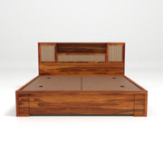 Truxuen Sheesham Wood King Size Bed With Storage (Honey Finish)