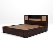 Truxuen Sheesham Wood Queen Size Bed With Storage (Walnut Finish)