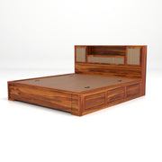 Truxuen Sheesham Wood King Size Bed With Storage (Honey Finish)