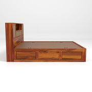 Truxuen Sheesham Wood Queen Size Bed With Storage (Honey Finish)