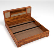 Truxuen Sheesham Wood King Size Bed With Storage (Honey Finish)