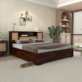 Truxuen Sheesham Wood Queen Size Bed With Storage (Walnut Finish)