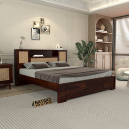 Truxuen Sheesham Wood Queen Size Bed Without Storage (Walnut Finish)