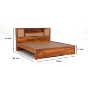 Truxuen Sheesham Wood King Size Bed Without Storage (Honey Finish)