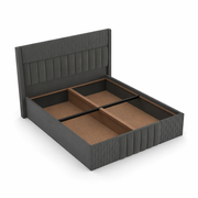 NATRAJ ART & CRAFT Solid Wood Queen Size Upholstered Bed with Box Storage | Luxury Double Bed Cot with Premium Cushioned High Headboard & Diamond Quilted Footboard | Modern Bedroom Furniture