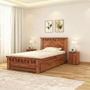 Armania Sheesham Wood 2 Drawer Single Bed (Natural Finish)