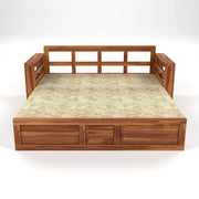 Devyash Sheesham Wood 3 Seater Sofa Bed With Storage (Teak Finish)