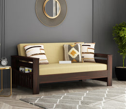 Jenthoris 2 Seater Solid Wood Sofa (Walnut Finish)