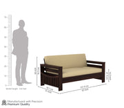 Jenthoris 2 Seater Solid Wood Sofa (Walnut Finish)