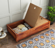 Velthanis Sheesham Wood Storage Divan with Mattress (Honey Finish)