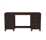 Yvithon Sheesham Wood Study Table with Four Drawers & Cabinet (Walnut Finish)