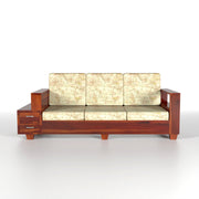 Jorvian Suede 6 Seater Solid Wood Sofa (Honey Finish)