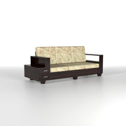 Jorvian Suede 6 Seater Solid Wood Sofa (Walnut Finish)