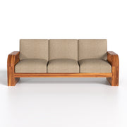 Curve 7 Seater Solid Wood Sofa (Honey Finish)