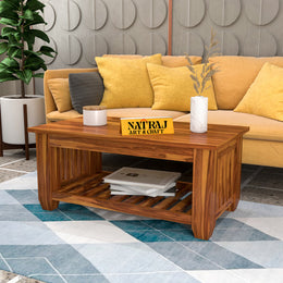 Lythorius Sheesham Wood Center Table (Honey Finish)