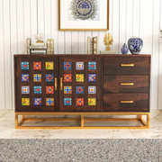 Quentovir Sheesham Wood Cabinet and Sideboard (Walnut Finish)
